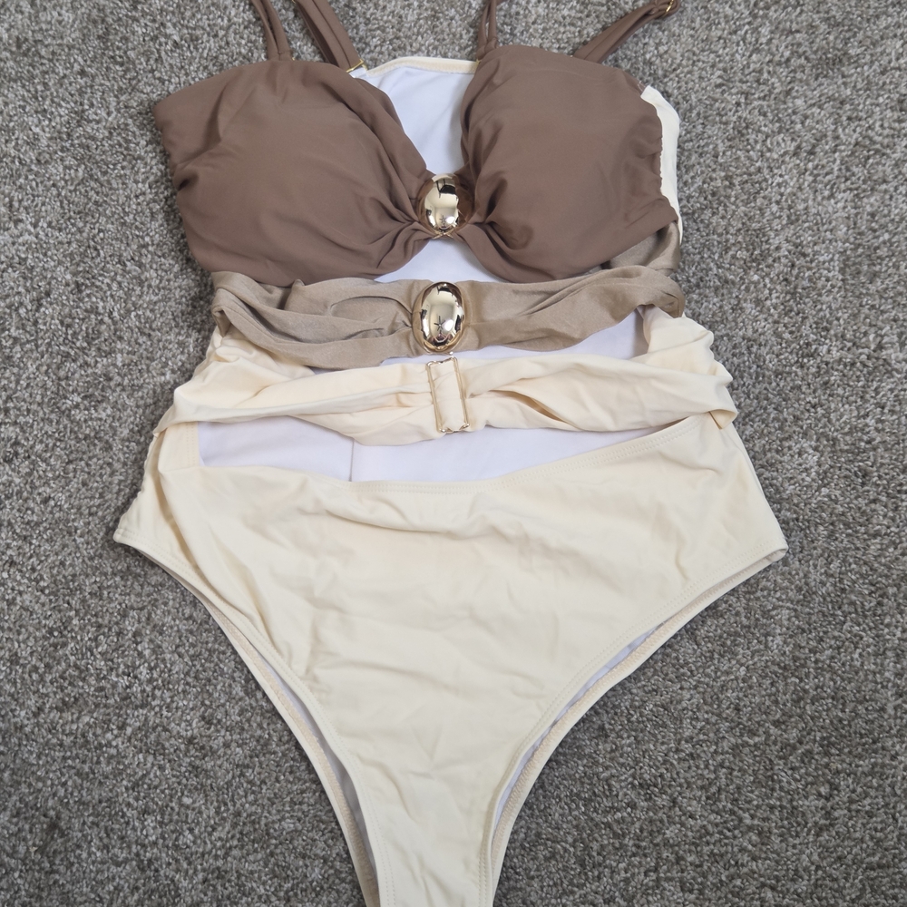 Stylish Brown and Cream Kids One Piece